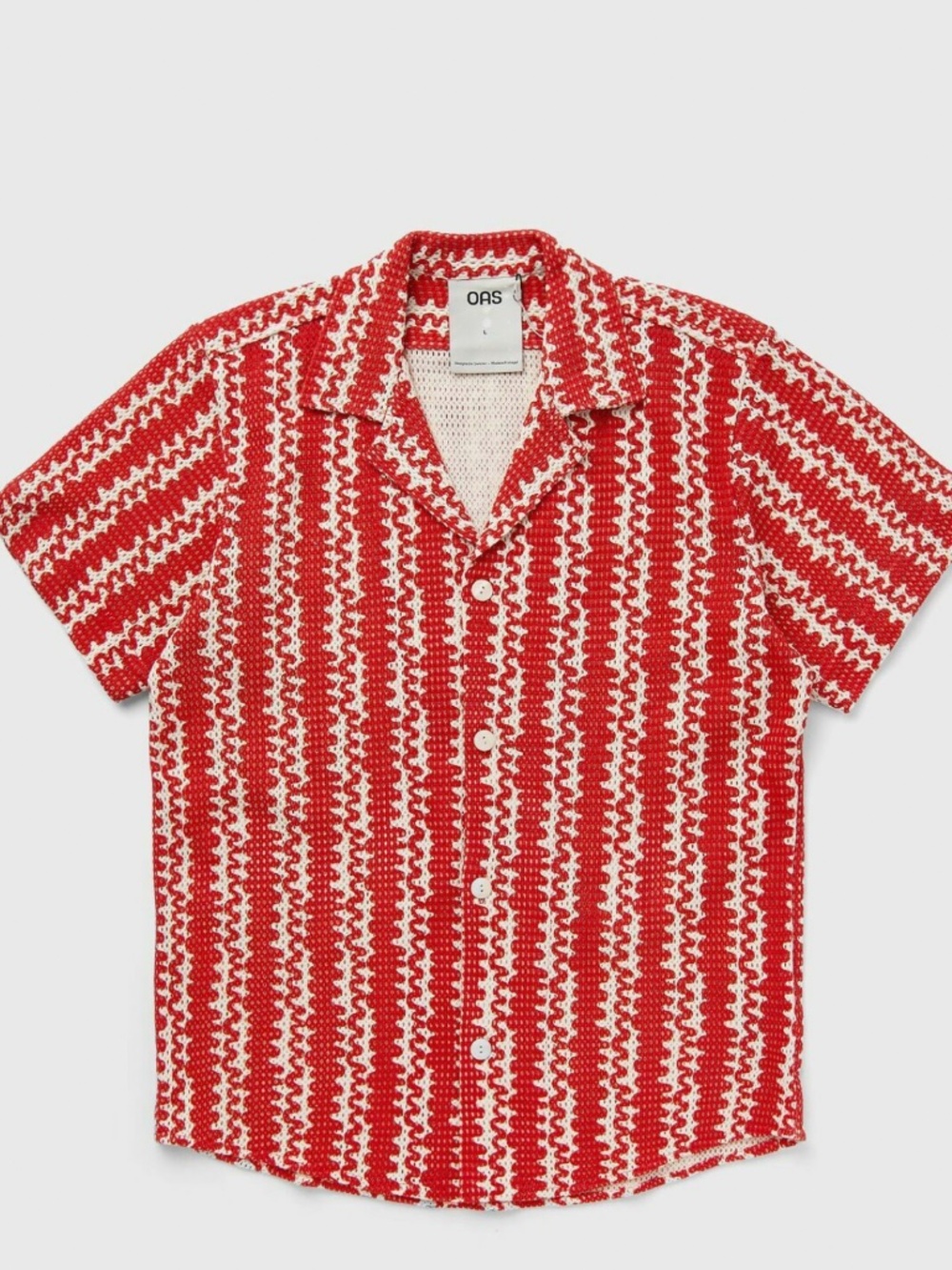 OAS RED SCRIBBLE CUBA NET SHIRT, NWT